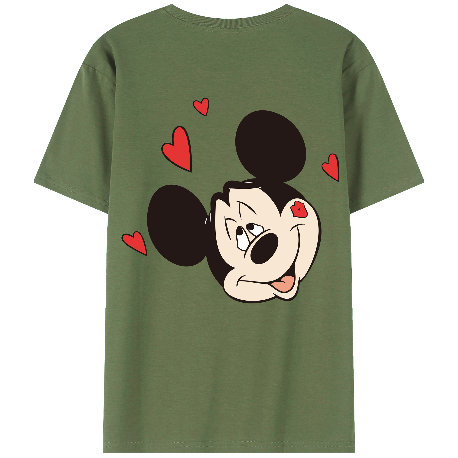 ミッキーマウス Mickey Mouse 綿100％ メンズ半袖Tシャツ（バックプリント） 通気性